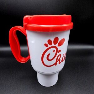 Chick-fil-A Whirley Travel Mug White Red Logo Insulated Tumbler with Handle 20oz